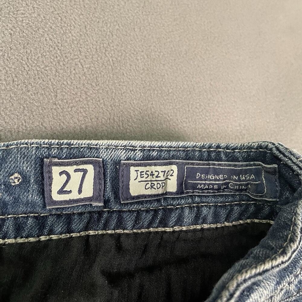 Miss Me Capri Crop Blue Jeans 27 x 16.5 Flap Pocket Bling JE5427C2 - Picture 7 of 13
